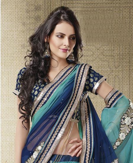 Picture of Charming Navy Blue And Party Wear Saree