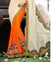 Picture of Delicate Off White And Orange Wedding Saree