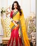 Picture of Taking Shaded Mustard And Red Lehenga Saree