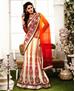 Picture of Pleasing Red, Rust And Off White Lehenga Saree