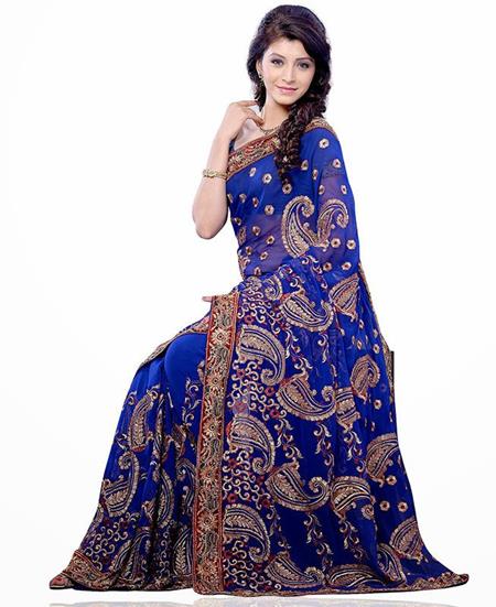 Picture of Handsome Blue Georgette Saree