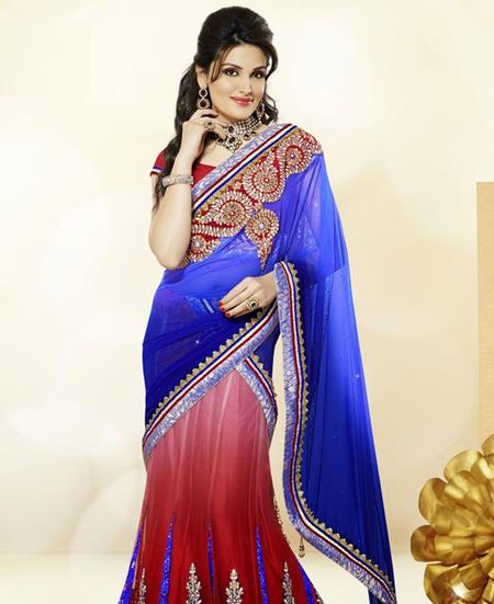 Picture of Appealing Shaded Red Lehenga Choli