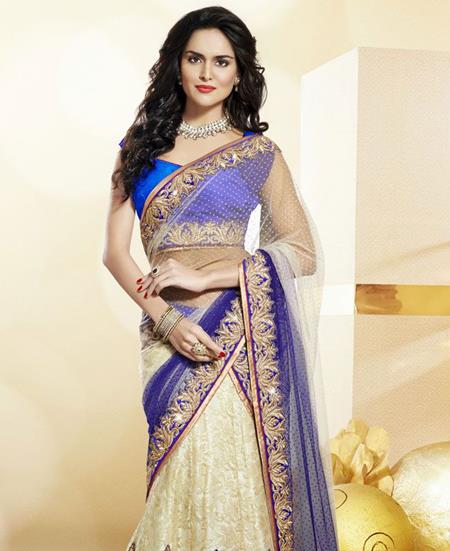 Picture of Charming Off White And Blue Lehenga Choli