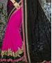 Picture of Lovely Black And Fuchsia Pink Net Saree