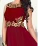 Picture of Sightly Red Readymade Gown With Hand Work