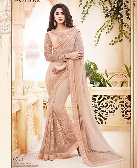 Picture of Grand Dusty Peach Wedding Saree