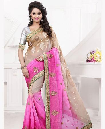 Picture of Exquisite Pink Chiffon Saree
