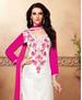 Picture of Alluring White & Rani Pink Cotton Salwar Kameez