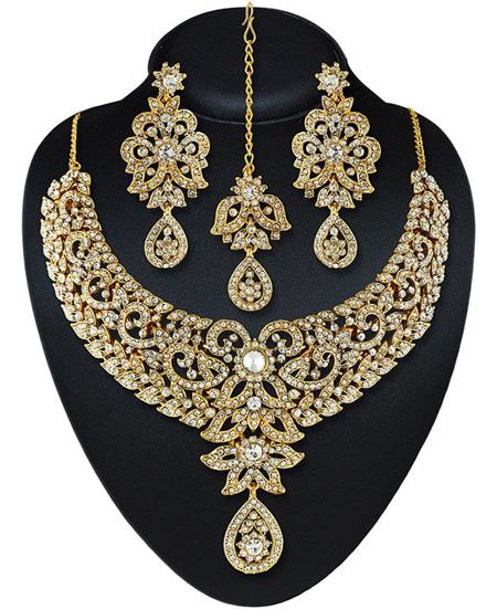 Picture of Graceful White & Gold Necklace Set