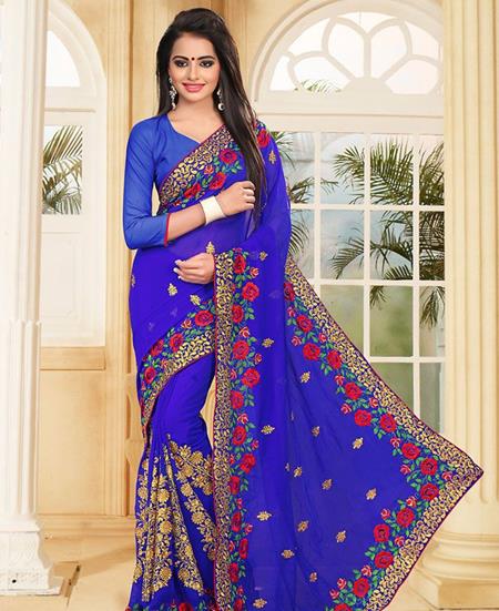 Picture of Sightly Blue Georgette Saree