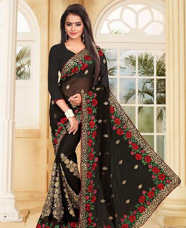 Picture of Good Looking Black Georgette Saree