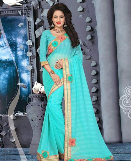 Picture of Gorgeous Blue Designer Saree