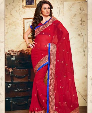 Picture of Bewitching Red Designer Saree
