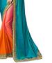 Picture of Comely Turquoise Blue & Orange Designer Saree