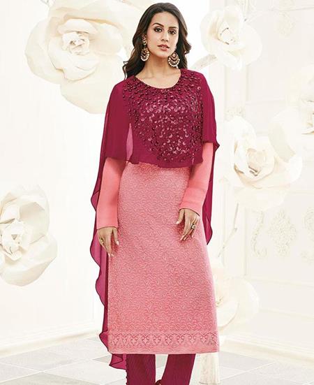 Picture of Stunning Pink Straight Cut Salwar Kameez