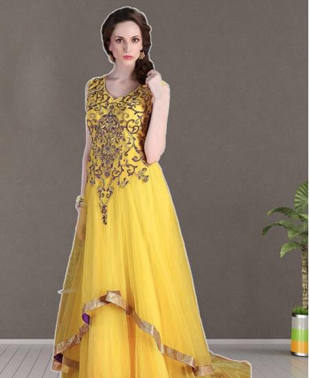Picture of Beautiful Yellow Party Wear Gown