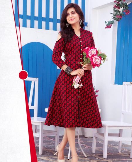 Picture of Beauteous Red & Black Kurtis & Tunic