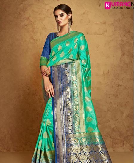 Picture of Grand Teal Green Silk Saree