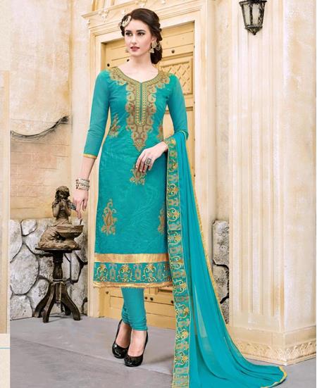 Picture of Bewitching Blue Cotton Salwar Kameez