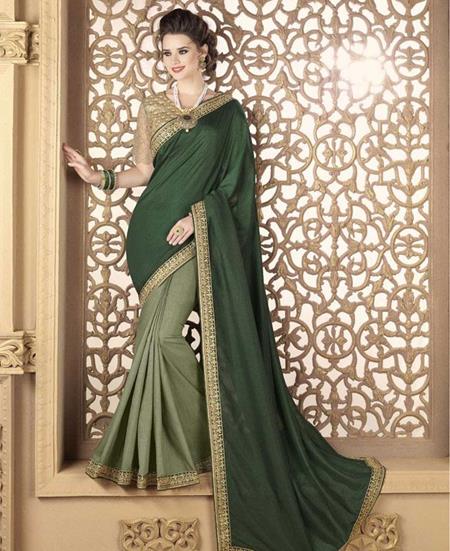 Picture of Pretty Green Silk Saree
