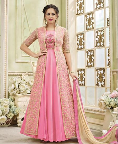 Picture of Enticing Pink Party Wear Salwar Kameez
