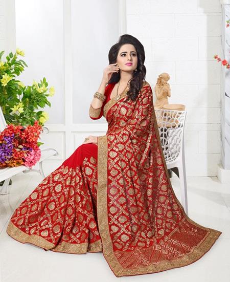 Picture of Amazing Red Georgette Saree