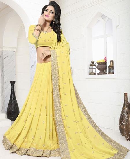 Picture of Ravishing Yellow Georgette Saree