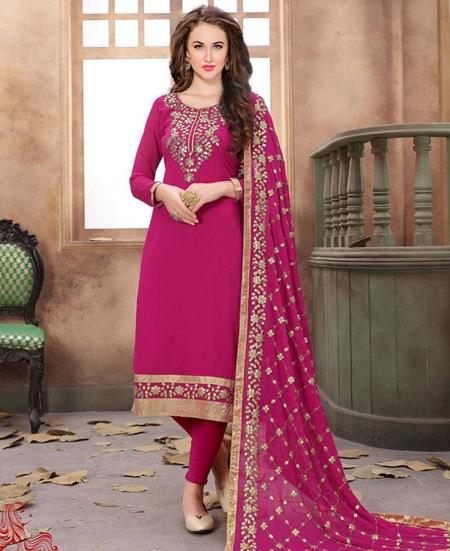 Picture of Splendid Pink Straight Cut Salwar Kameez
