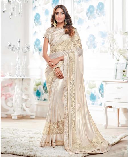 Picture of Sightly Ivory Silk Saree