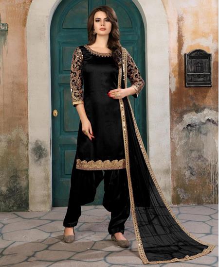 Picture of Exquisite Black Patiala Salwar Kameez