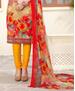 Picture of Bewitching Beige & Red Cotton Salwar Kameez