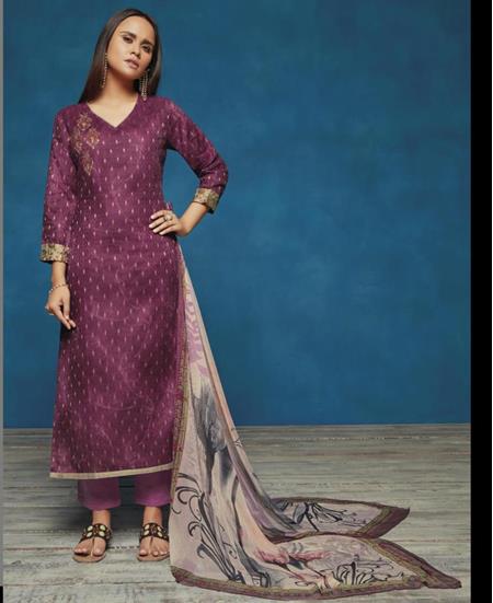 Picture of Gorgeous Wine Straight Cut Salwar Kameez