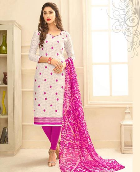 Picture of Lovely Off White Cotton Salwar Kameez