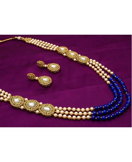 Picture of Graceful Golden & Blue Necklace Set