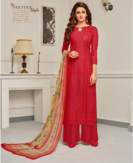 Picture of Grand Red Cotton Salwar Kameez