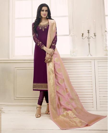 Picture of Shapely Magenta Straight Cut Salwar Kameez