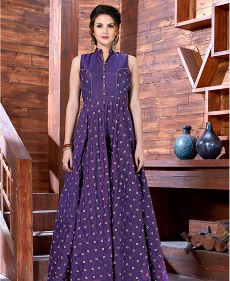 Picture of Pleasing Dark Purple Readymade Gown