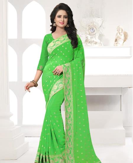 Picture of Superb Light Green Georgette Saree