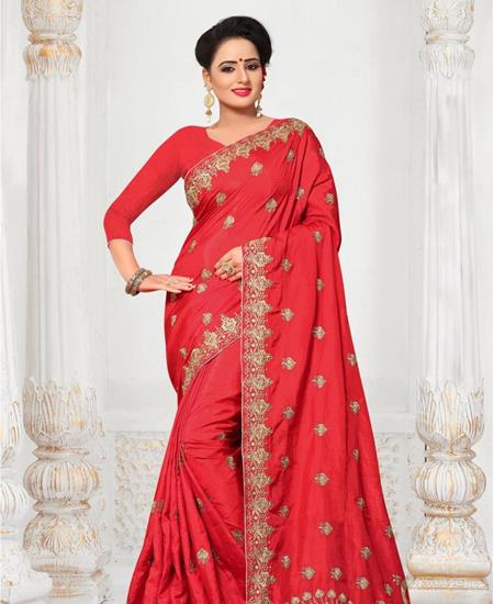 Picture of Fascinating Red Silk Saree