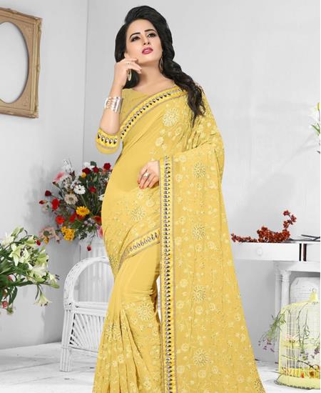 Picture of Fascinating Yellow Georgette Saree