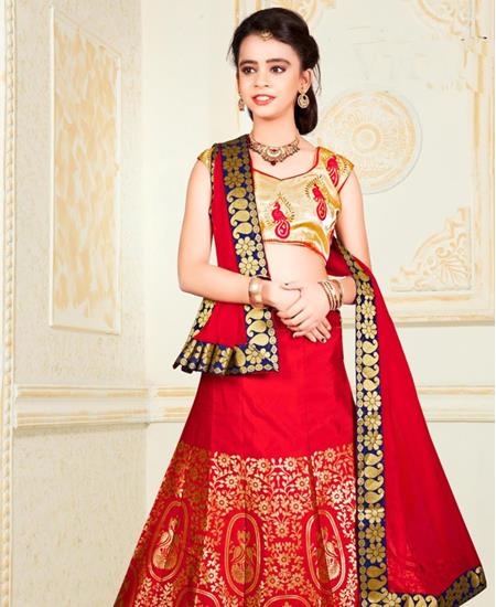 Picture of Well Formed Red Kids Lehenga Choli