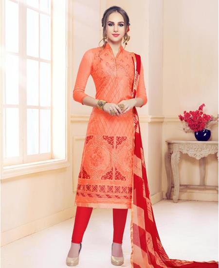 Picture of Ideal Orange Cotton Salwar Kameez