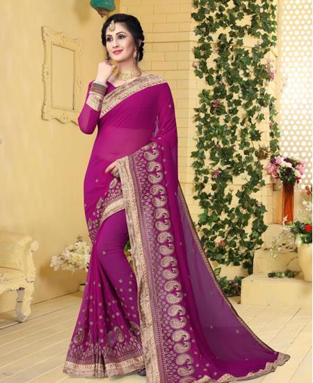 Picture of Appealing Magenta Pink Georgette Saree