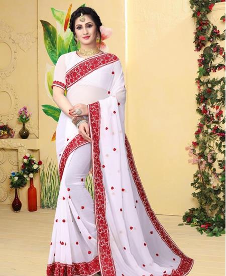 Picture of Radiant White Georgette Saree