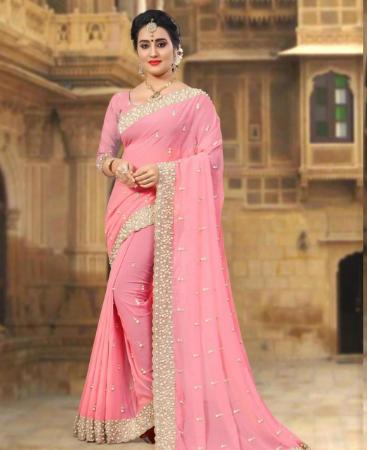 Picture of Bewitching Pink Georgette Saree