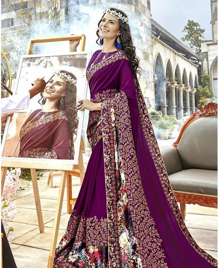 Picture of Gorgeous Purple Georgette Saree