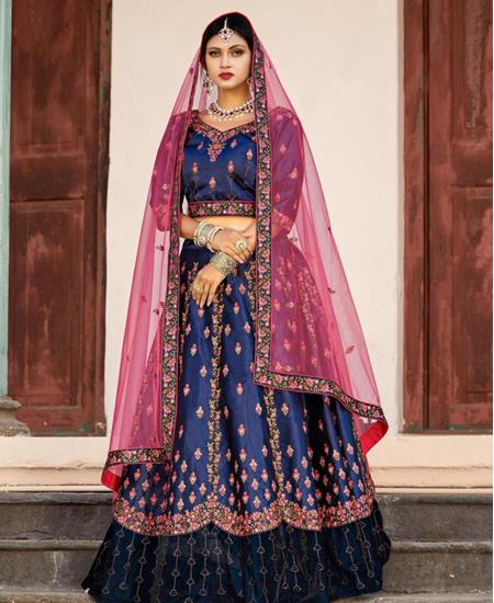 Picture of Excellent Navy Blue Lehenga Choli