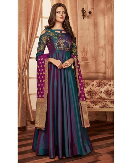Picture of Good Looking Tow Tone Green Readymade Gown