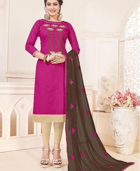 Picture of Ideal Dark Pink Cotton Salwar Kameez
