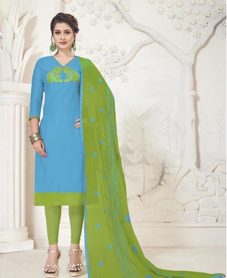 Picture of Shapely Sky Blue Straight Cut Salwar Kameez